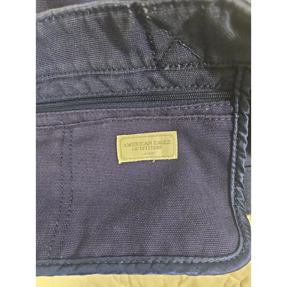 American Eagle Outfitters Navy Canvas Tote Bag Jeweled Eagle Studded Y2K